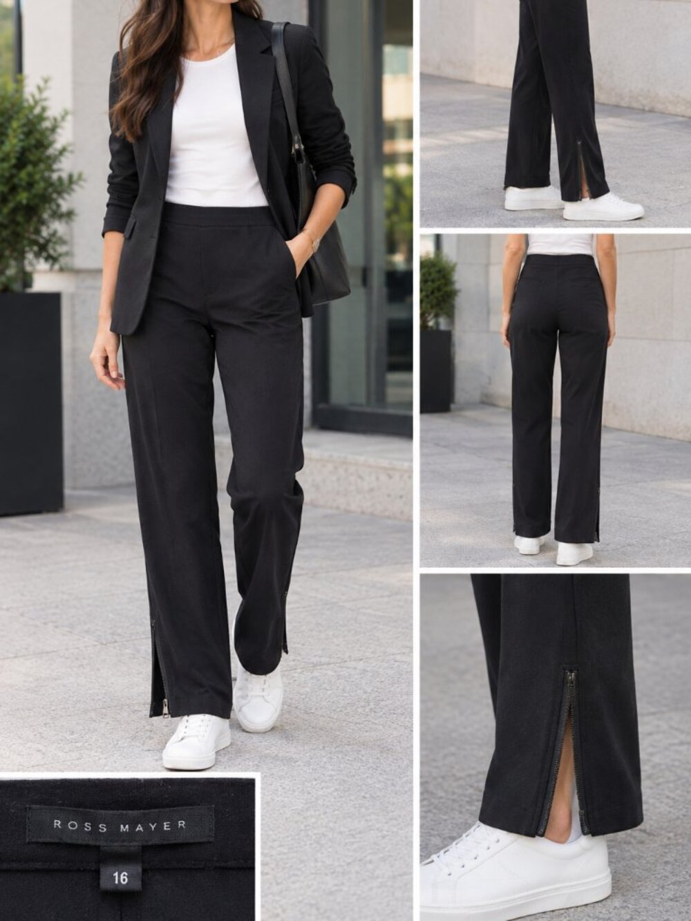 Ross Mayer Black Pull-On Pants Size 16 – Straight Leg Casual Dress Pants